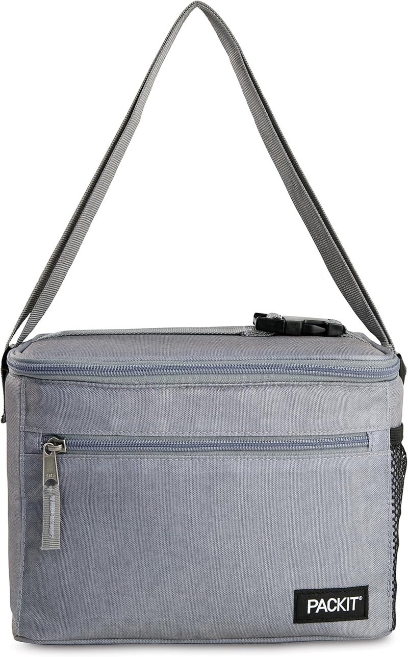 Pac-Kit ® Freezable Essential Cooler, Gray Fog, Built with EcoFreeze® Technology, Fully Freezable, Collapsible, Reusable, With Adjustable Crossbody Strap, Top Clip Handle, Designed for Fresh Office - Image 1